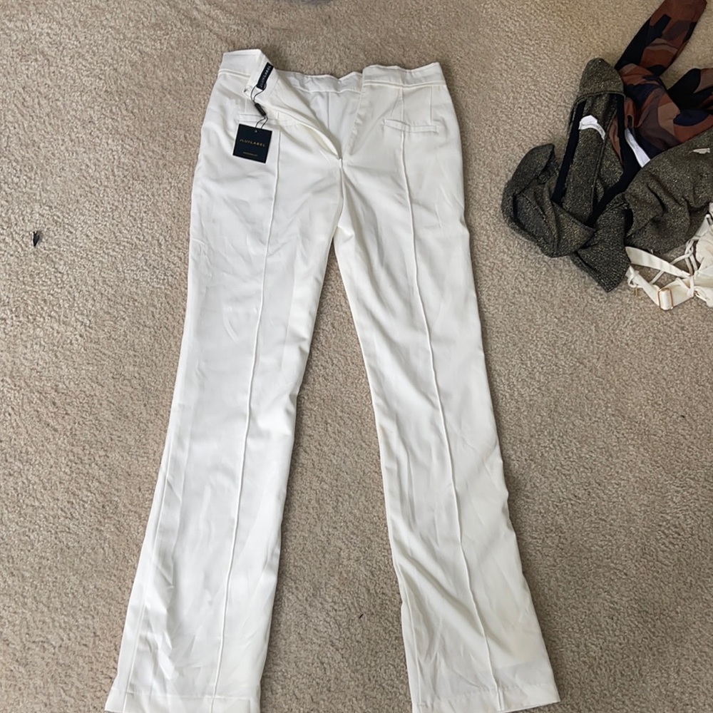 White wide legged pants